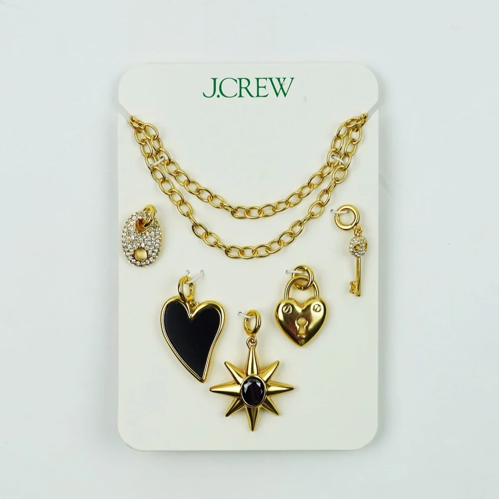 New JCREW Mixed-Charm Necklace in Shiny Matte Gold $69 CF033